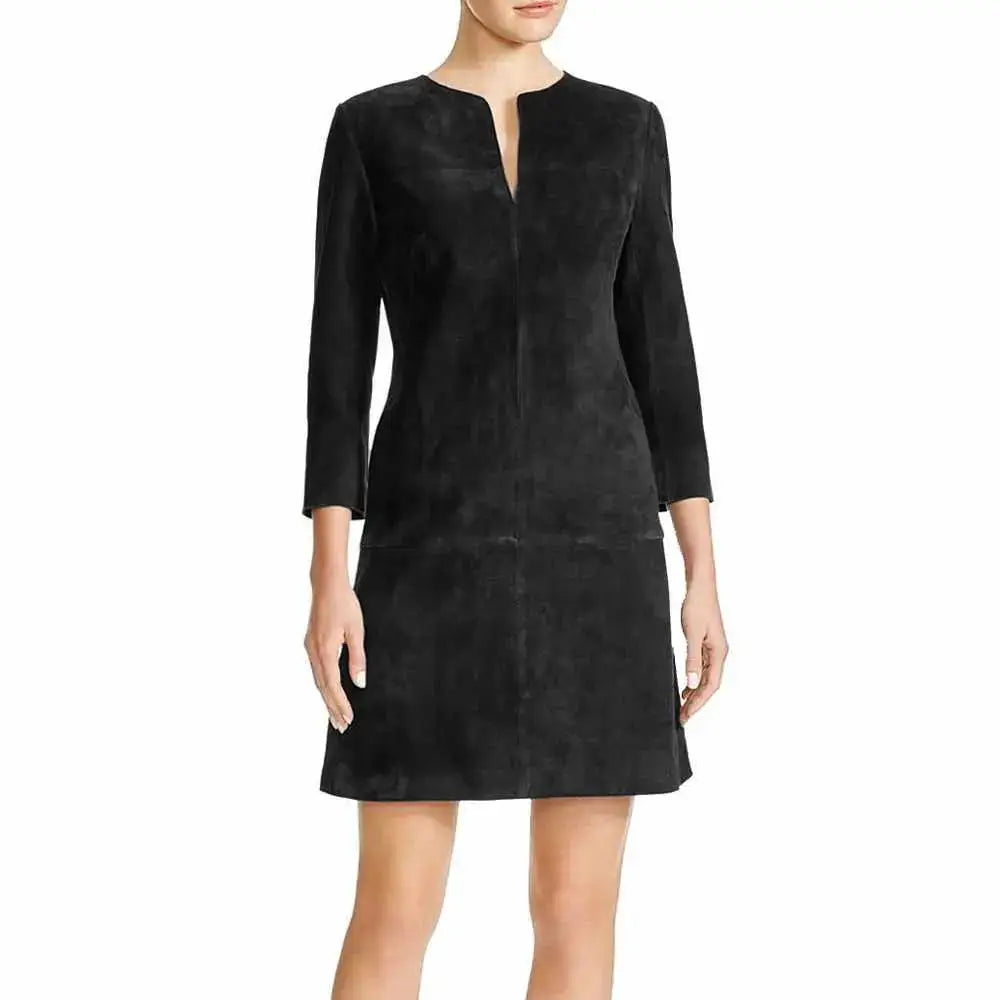 Women’s Nubuck Leather Mini Party Dress-1