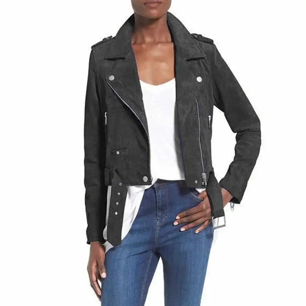 Women’s Nubuck Leather Biker Jacket-6