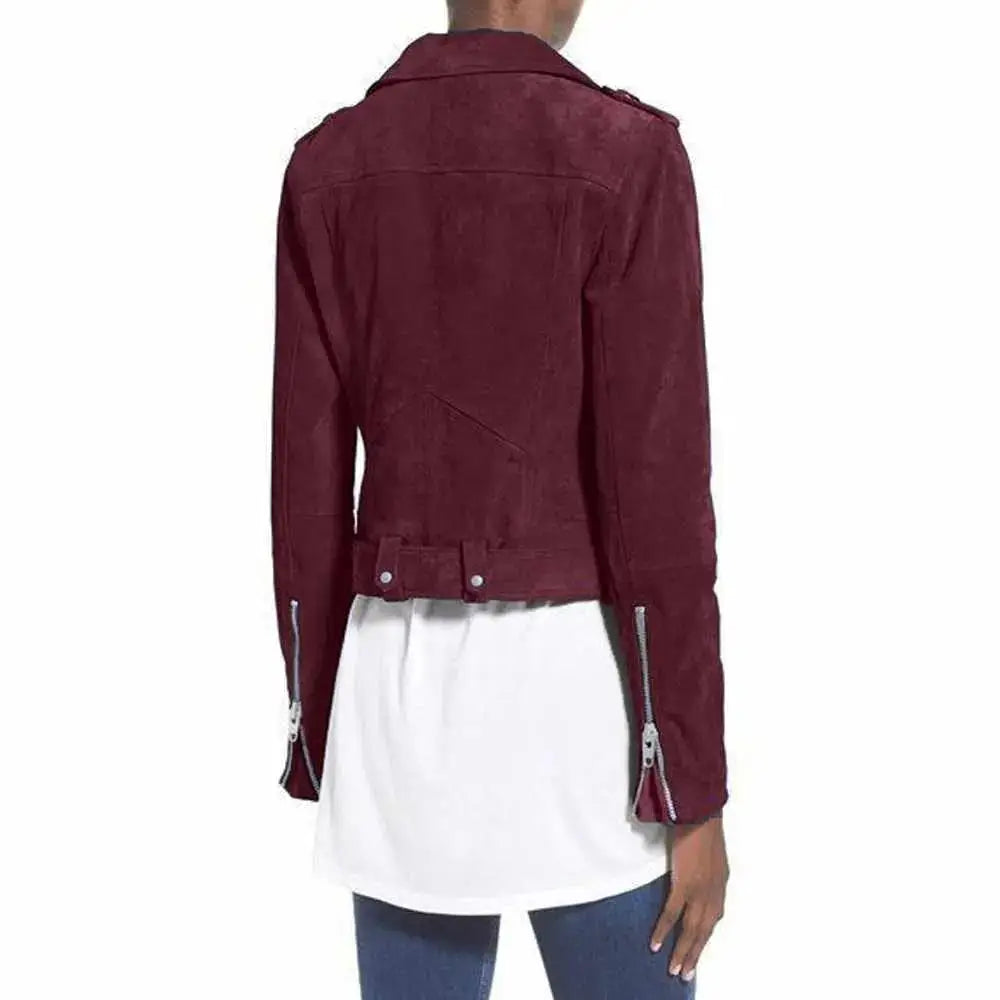 Women’s Nubuck Leather Biker Jacket-3