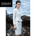 The pleated-peplum plaid tweed skirt suit (UK size 14)-5