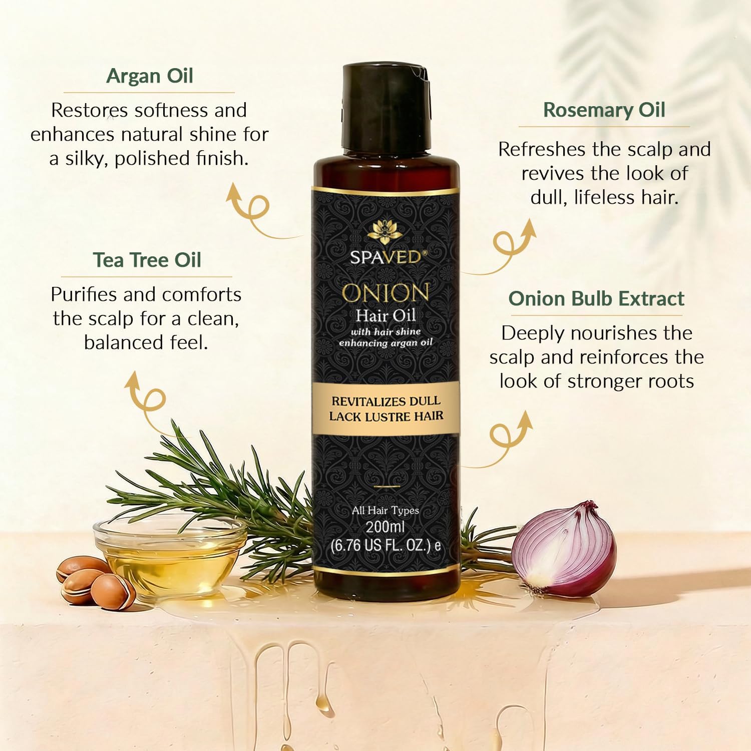 Natural Hair Growth Oil with Rosemary, Argan & Onion - Repairs Damage & Adds Shine-2