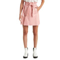Women’s Pastel Pink Belted Mini Leather Skirt-0