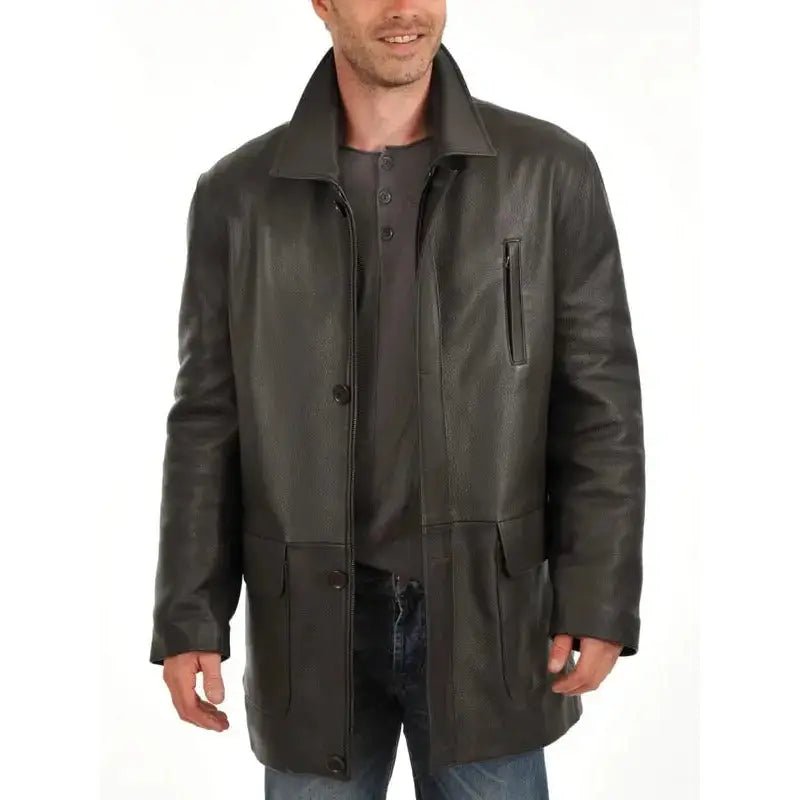 Men’s Premium Leather Car Coat-2