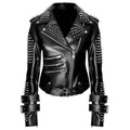 Women’s Punk Rock Black Studded & Spiked Leather Jacket-0