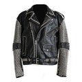 Men’s Punk Rock Studded Leather Jacket-0