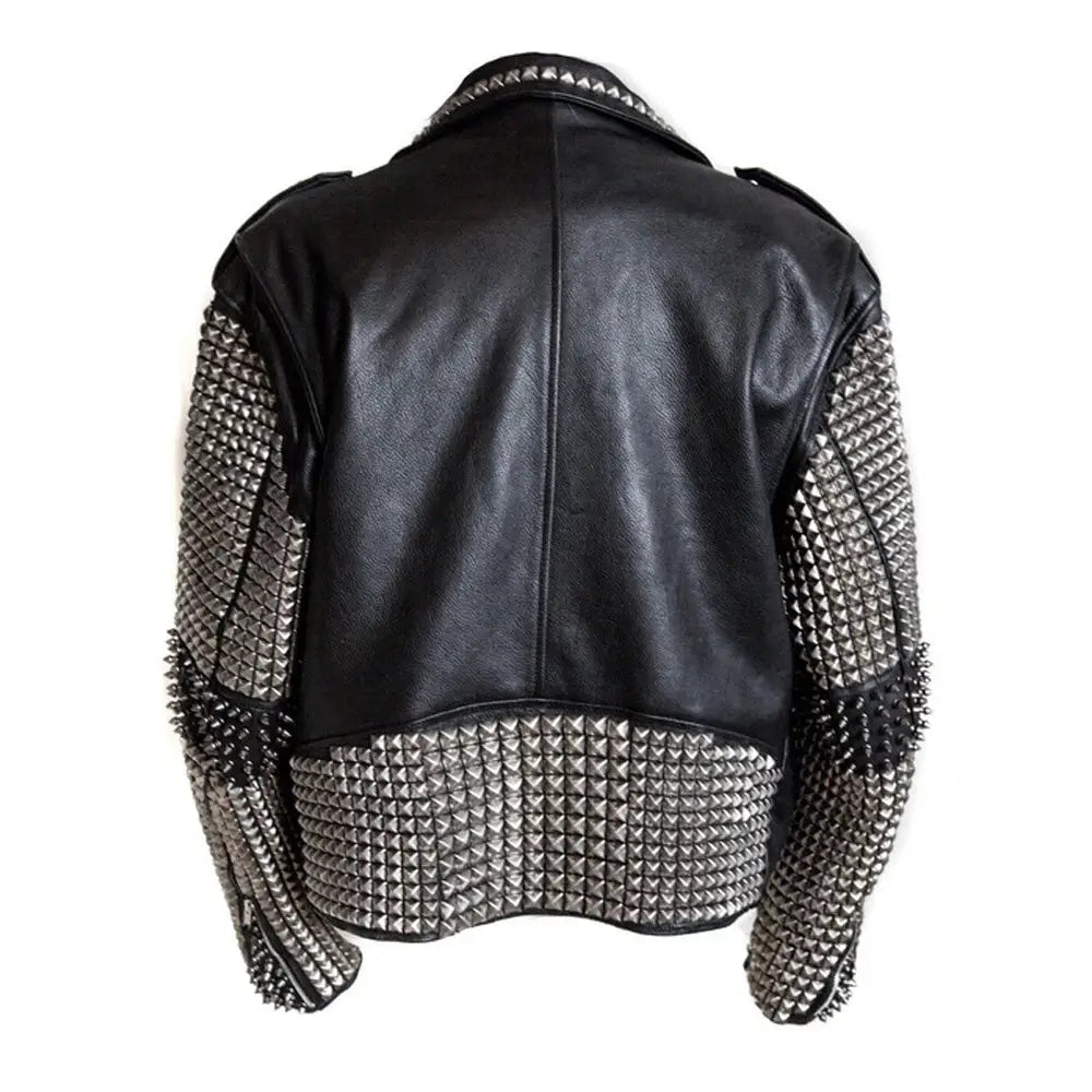 Men’s Punk Rock Studded Leather Jacket-1