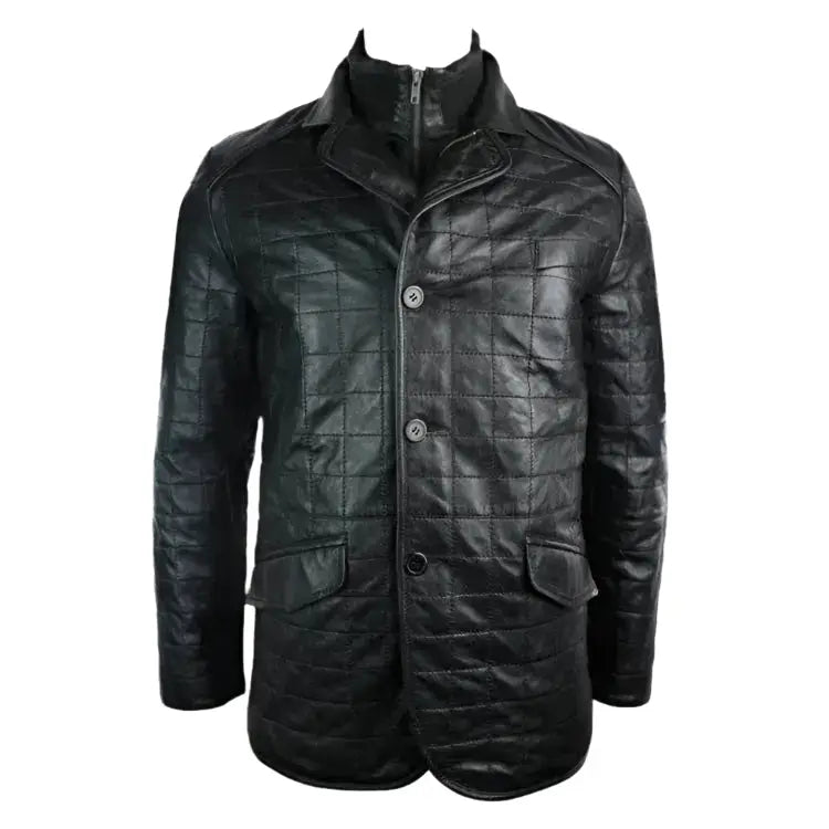 Mens Quilted Leather Celebrity Blazer-0