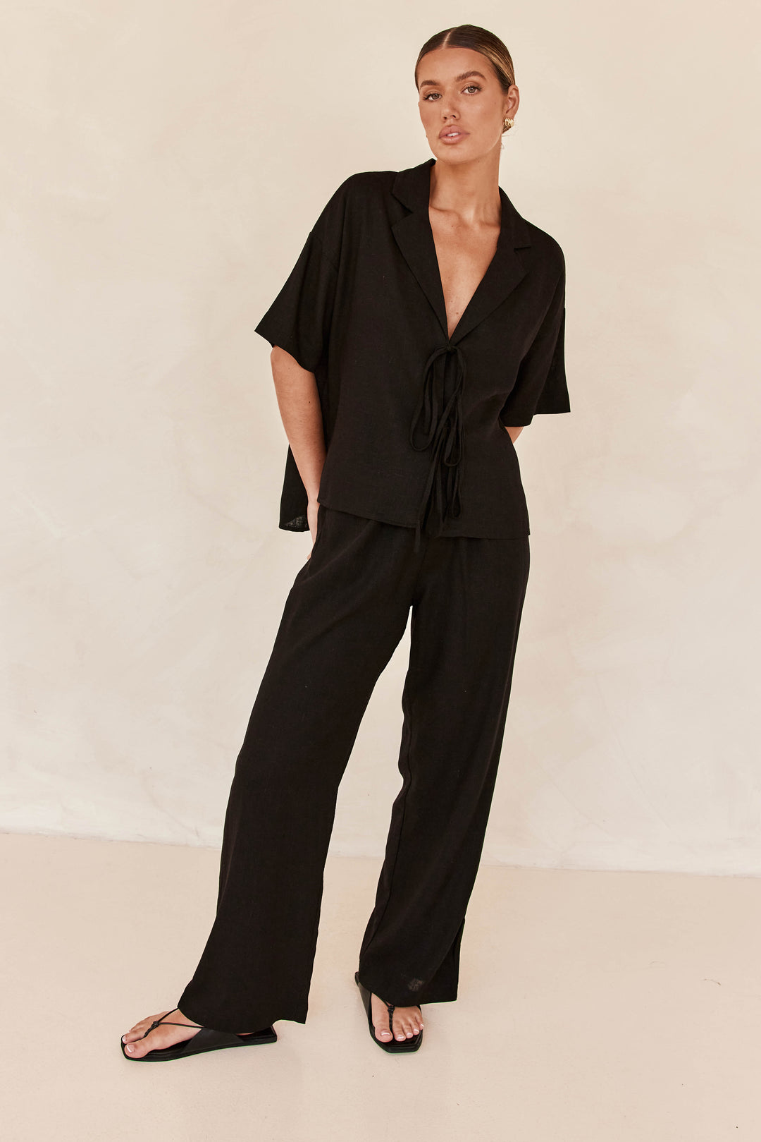 Black Linen Co ord set-1