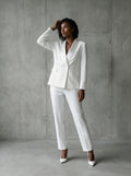 White double breasted shawl lapel pants suit (UK size 16)-0