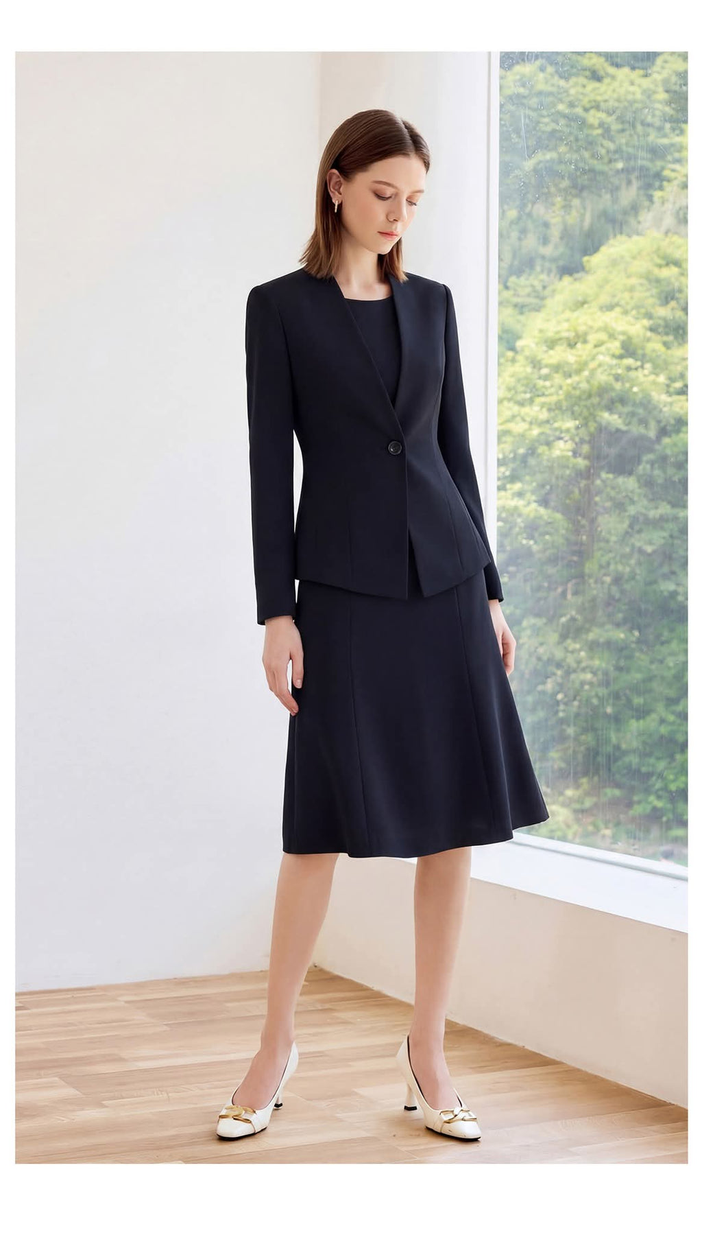 The Fit-and-Flare Dress Suit - Navy-0