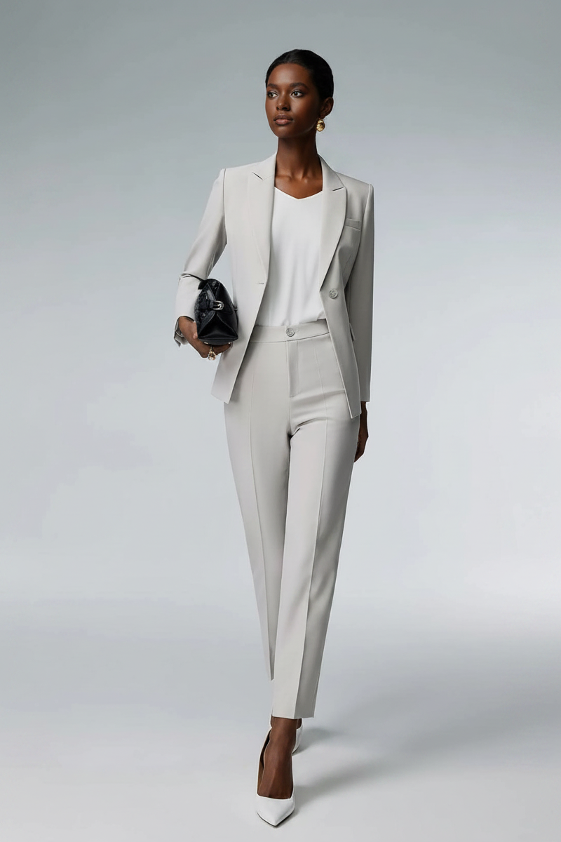 Tailored Light Grey Pantsuit-1