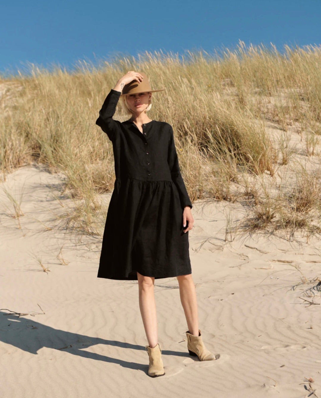 Black Linen Dress (syncee)-0