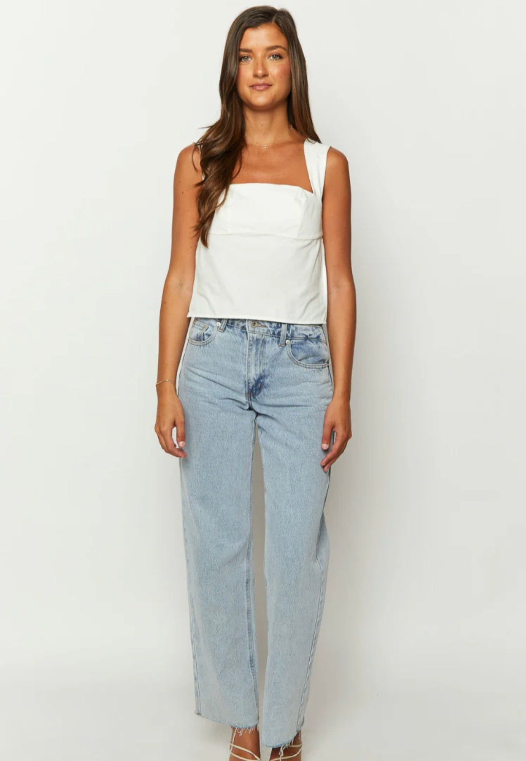 White Cotton Summer Backless Top-2