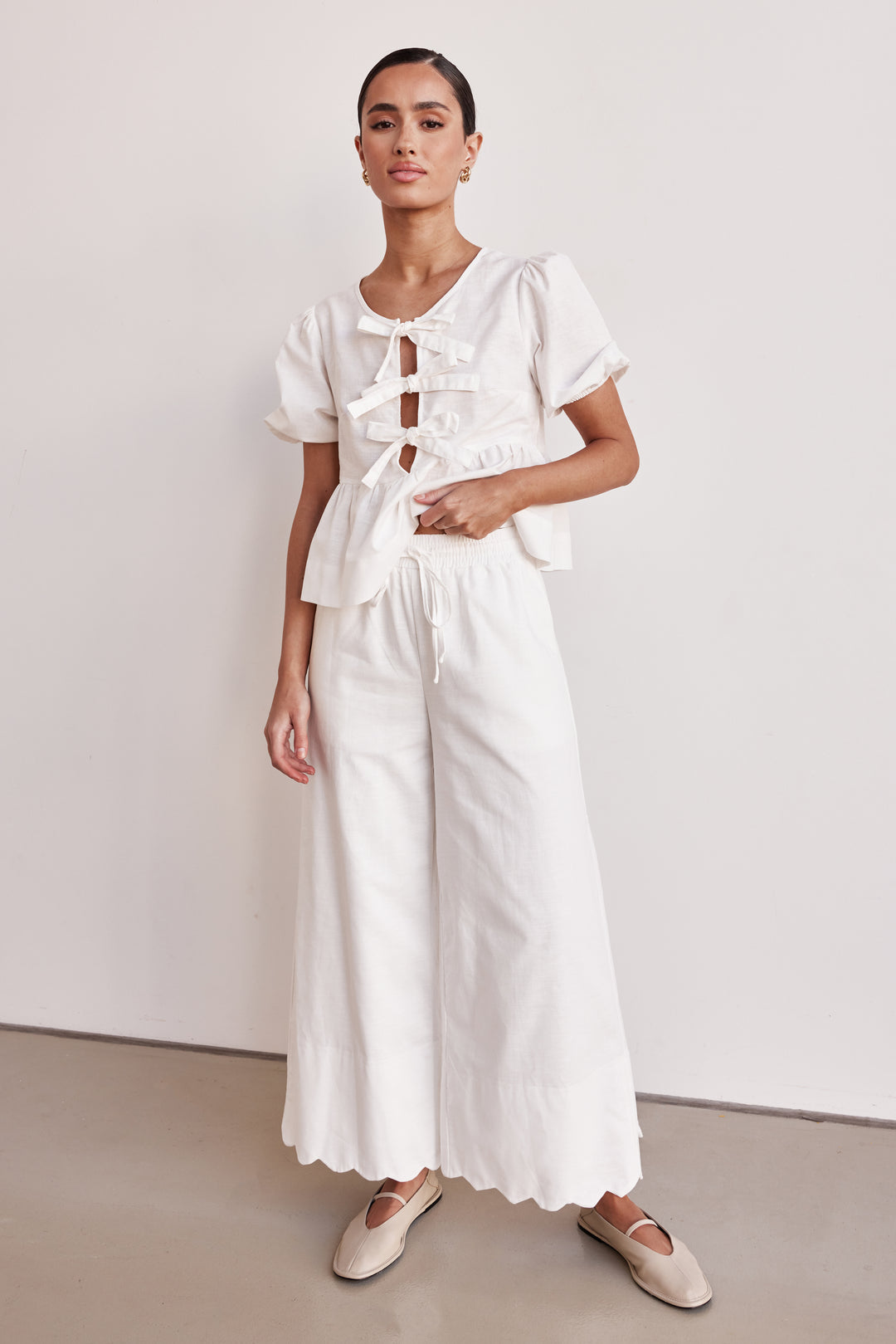 White Linen Co ord set-1