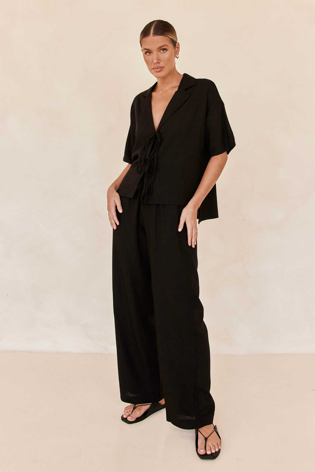 Black Linen Co ord set-2