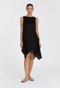 Black Linen Asymetric Dress-0