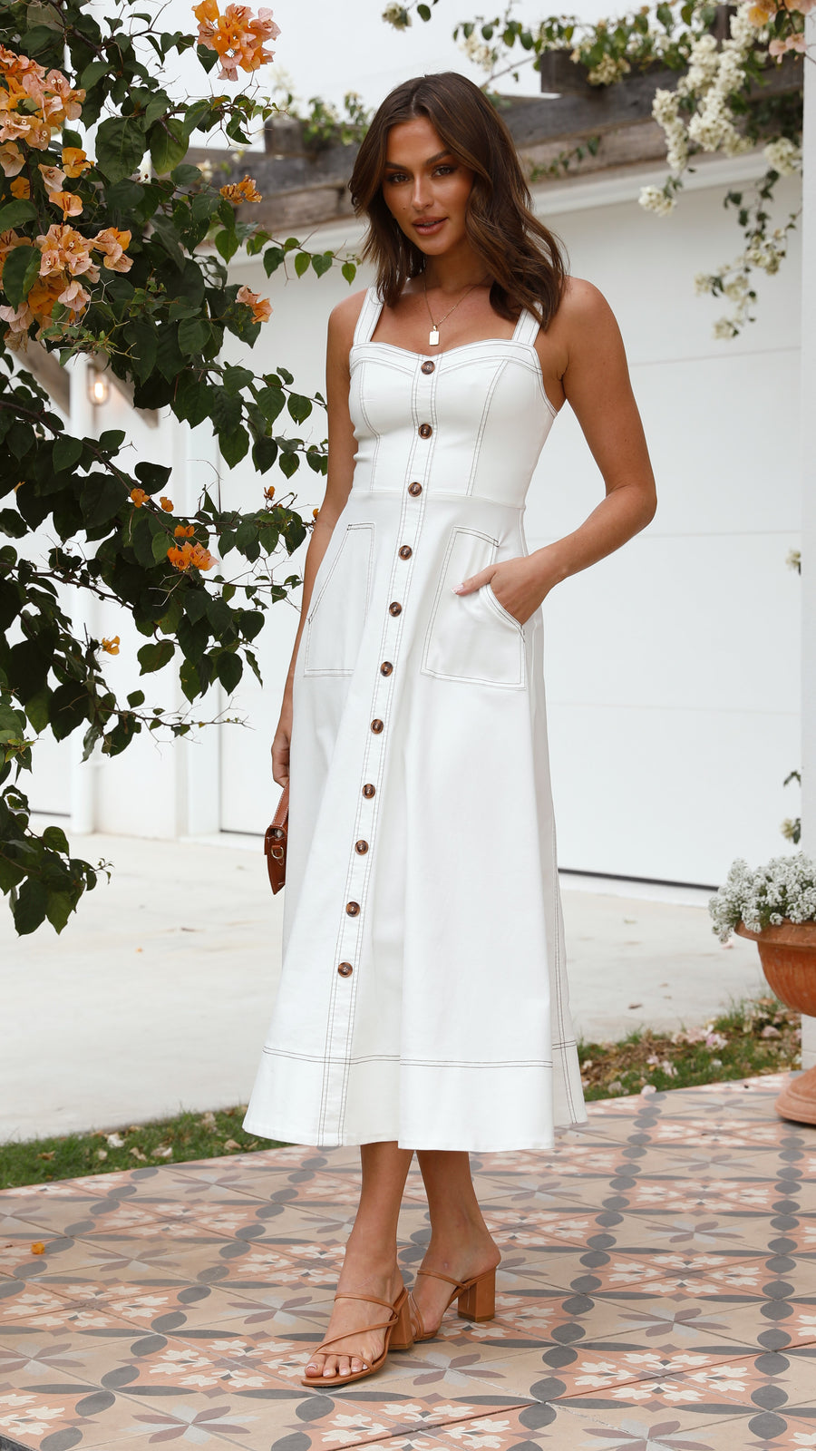 White Denim Buttoned Down Dress-4