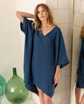 Blue Linen Kaftan Dress-0