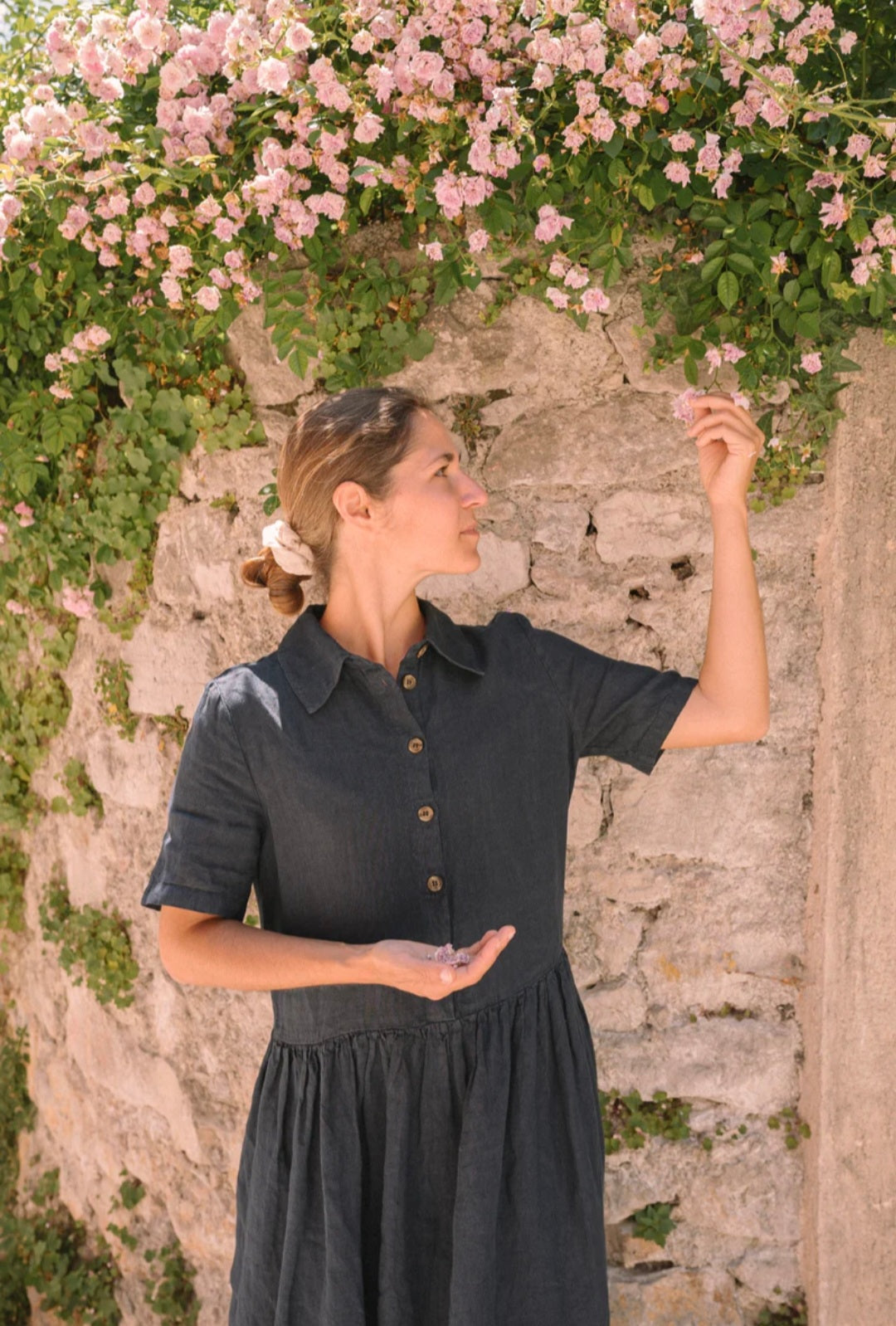 Blue Linen Maxi Dress-2
