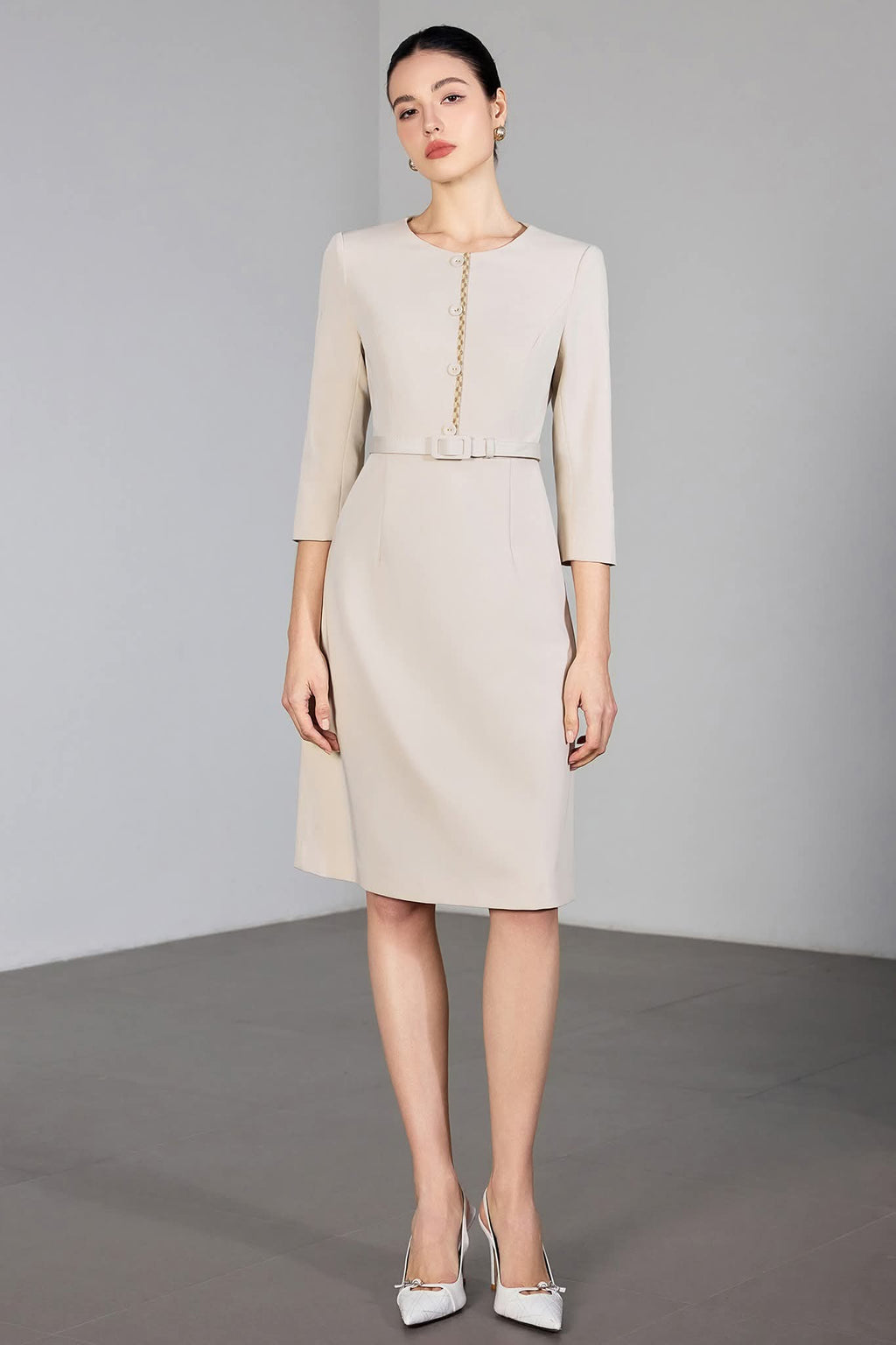 The Ivory Poise Midi Dress-1