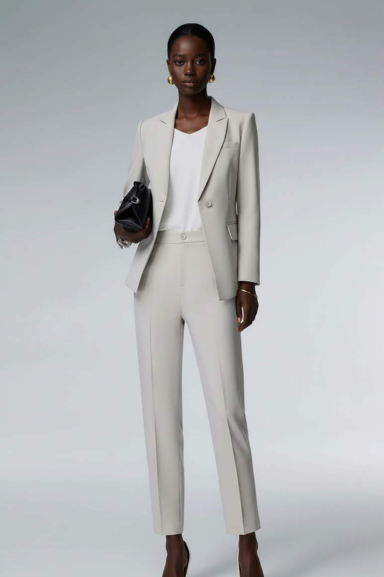 Tailored Light Grey Pantsuit-2