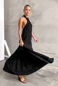 Black Cotton Flair Dress-0