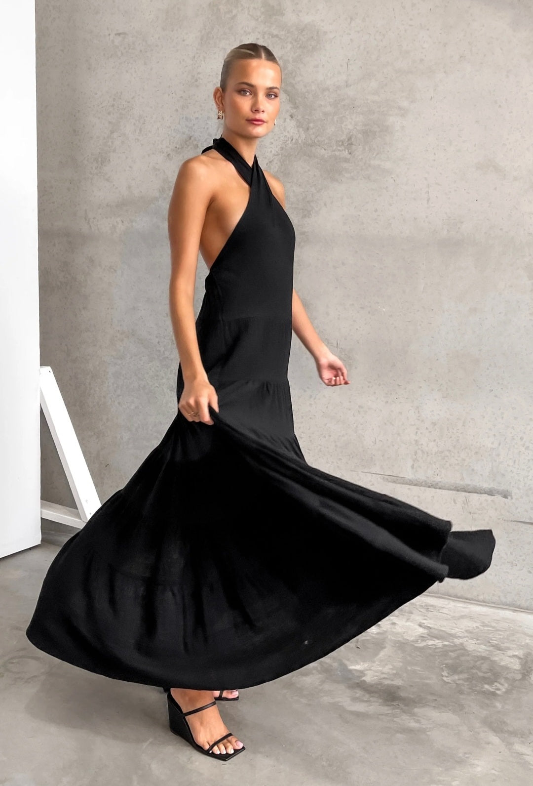 Black Cotton Flair Dress-0