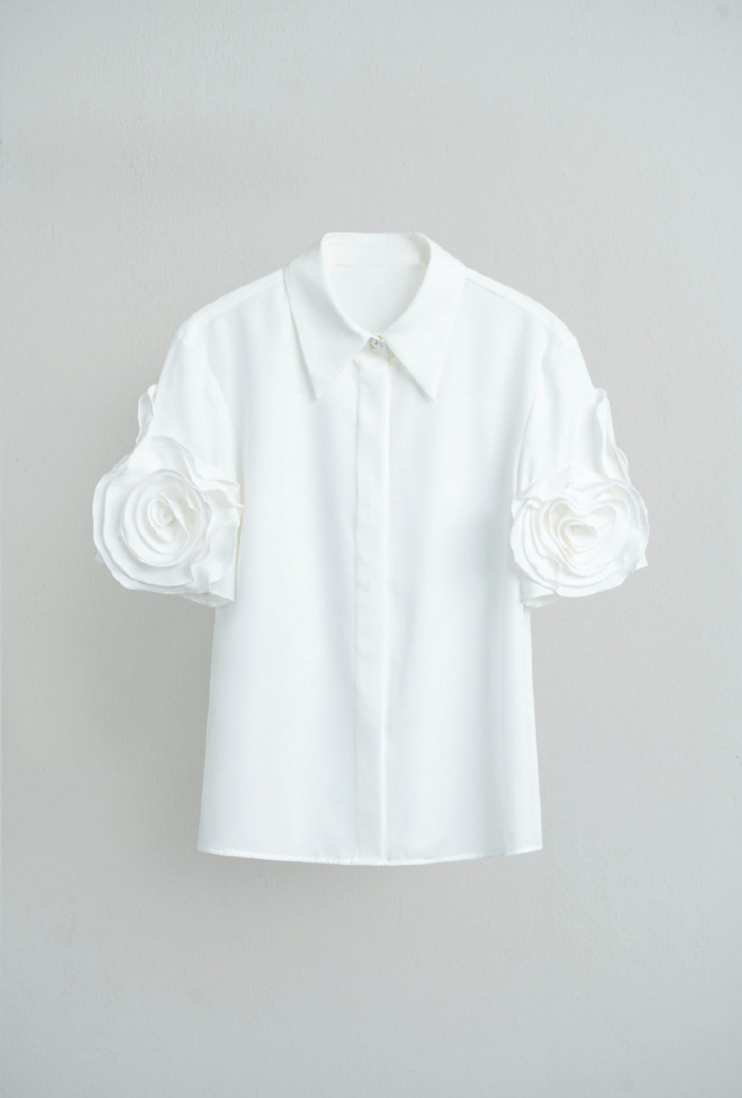 Floral Applique Shirt with Short Sleeves-1