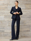 Navy wide-leg pantsuit - metallic buttons-3