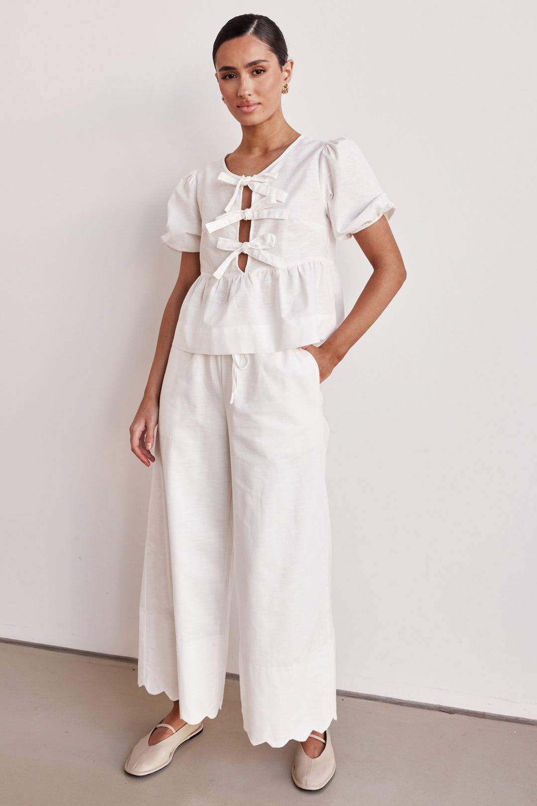 White Linen Co ord set-2