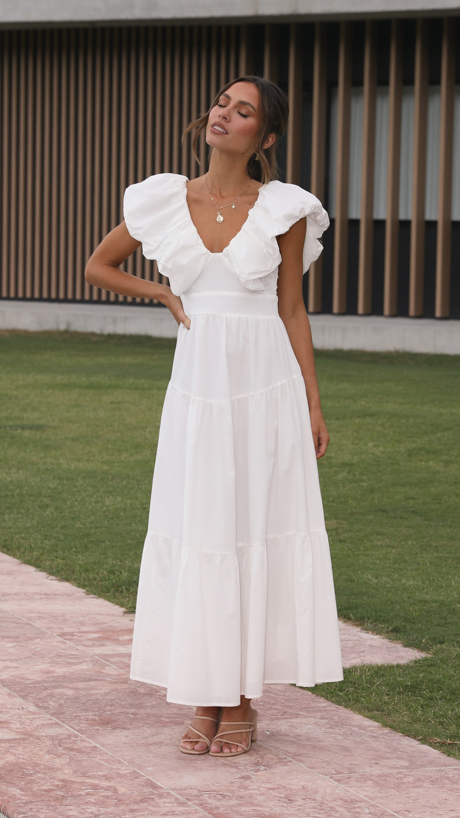 White Cotton Maxi Dress-3