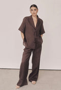 Brown Linen Co ord set-0