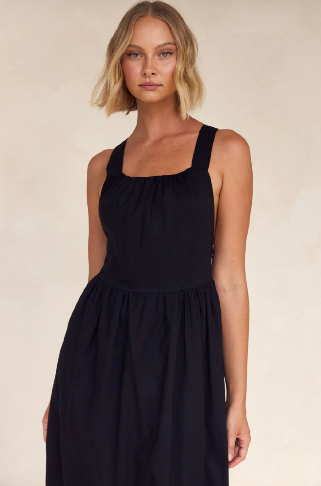 Black Poplin Cotton Dress-1