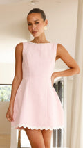 Ischia Linen Mini Dress with Ric Rac Lace (syncee)-0