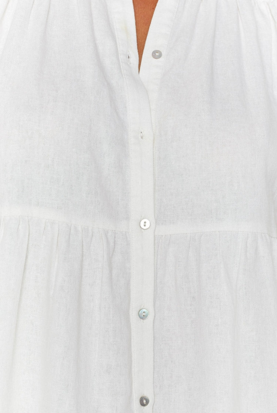 White Cotton Mini Buttoned Dress-4