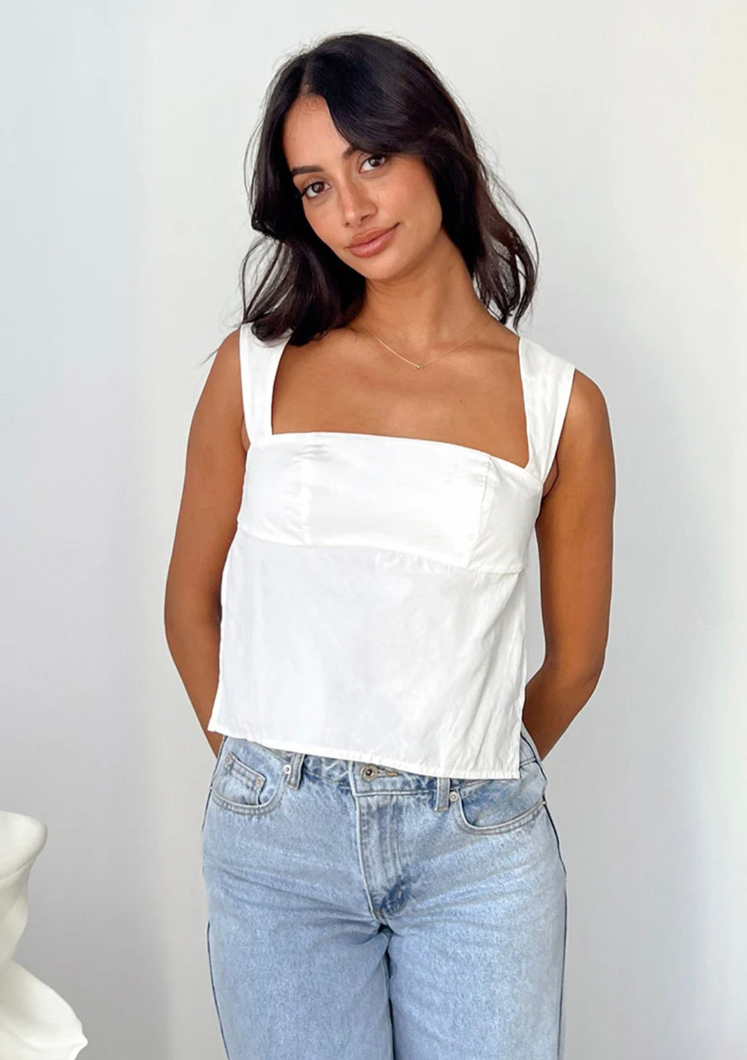White Cotton Summer Backless Top-4