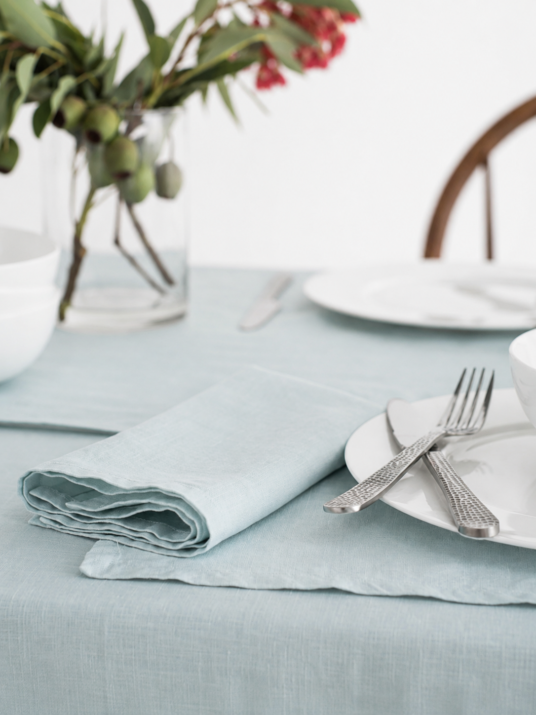 Powder Blue Linen Napkin Set-1