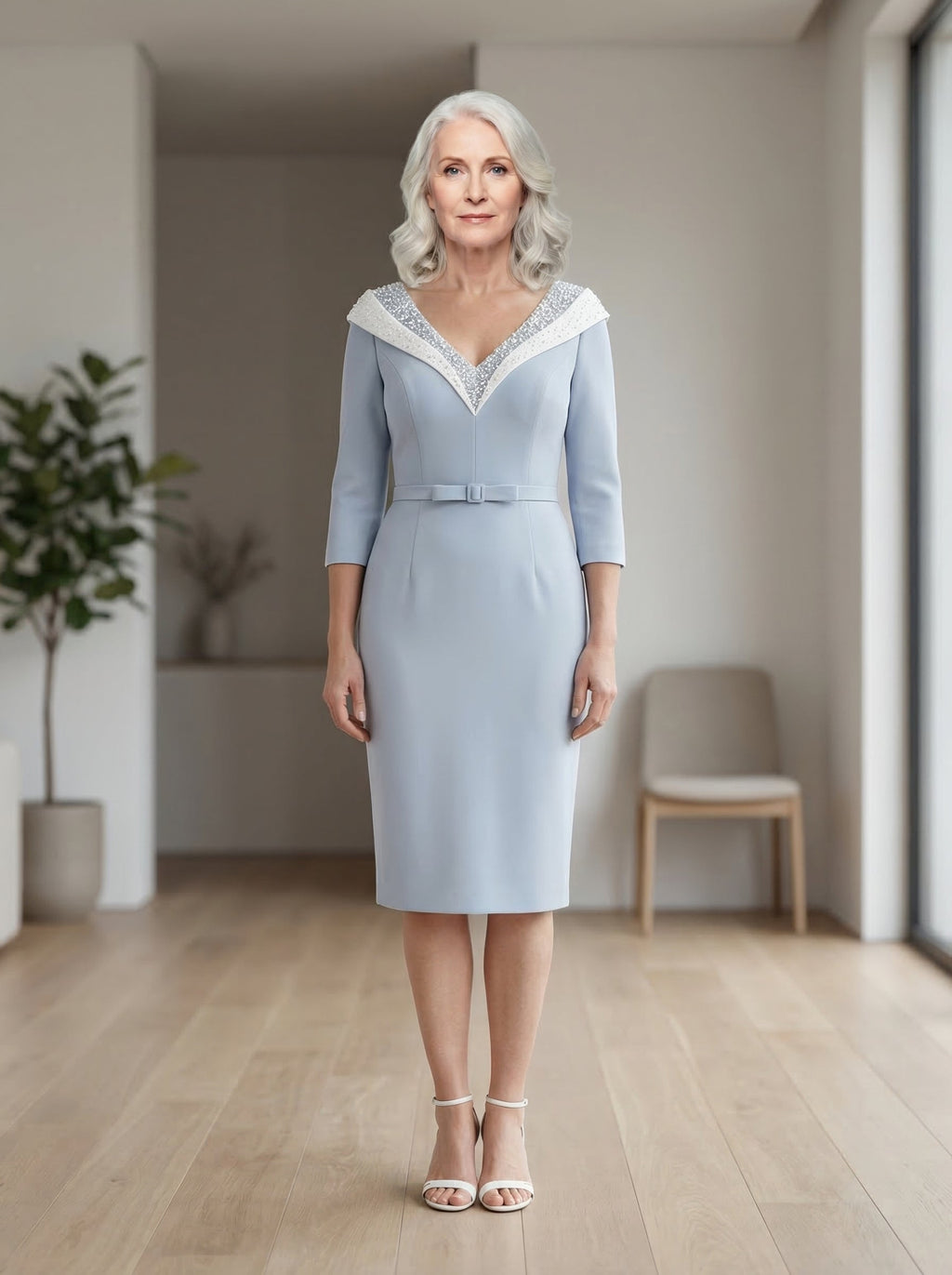 The contrast beaded formal mum dress-1