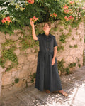 Blue Linen Maxi Dress-0