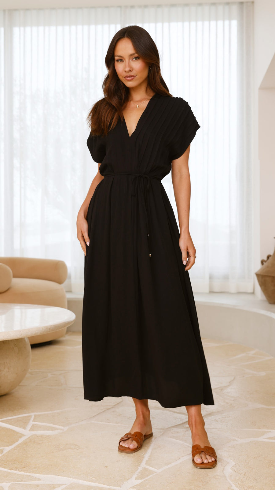 Black Maxi Dress with Pintux-4