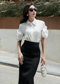 Floral Applique Shirt with Short Sleeves-0
