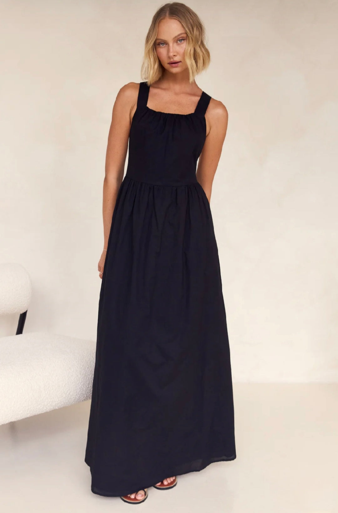 Black Poplin Cotton Dress-2