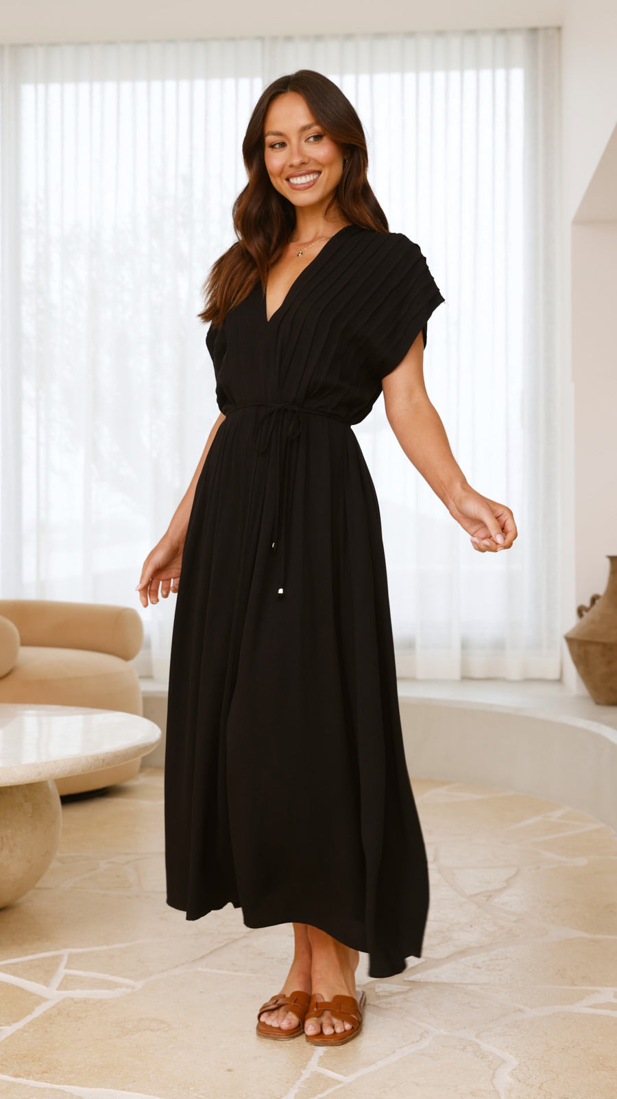 Black Maxi Dress with Pintux-1