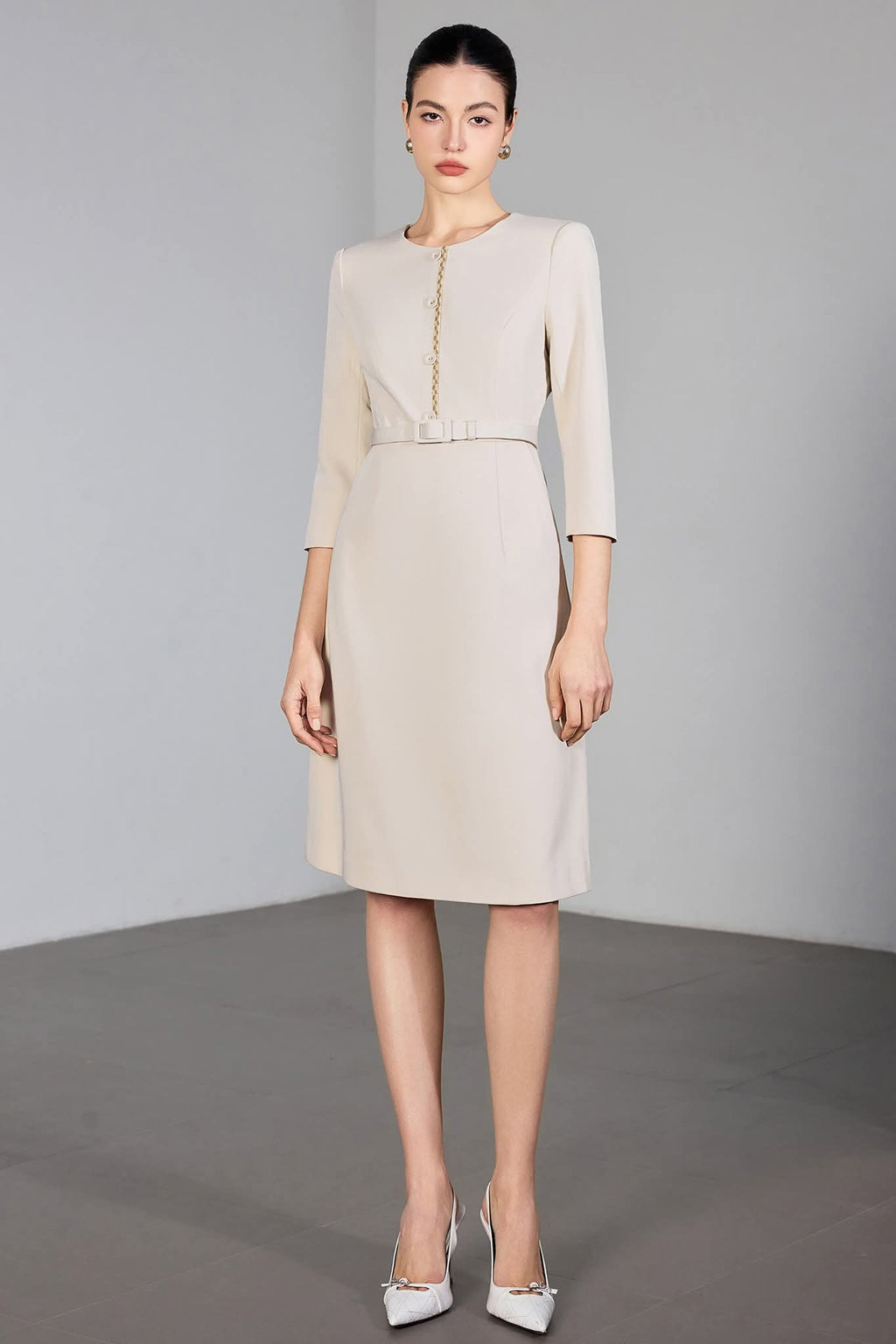 The Ivory Poise Midi Dress-0