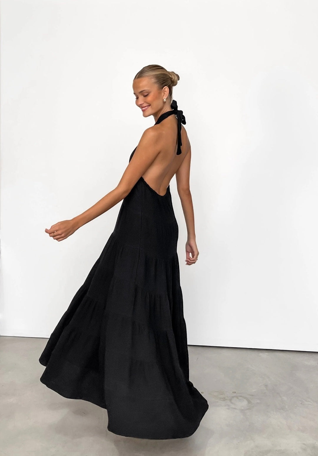 Black Cotton Flair Dress-1