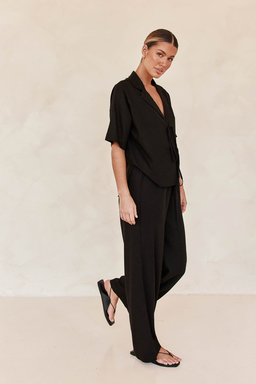 Black Linen Co ord set-3