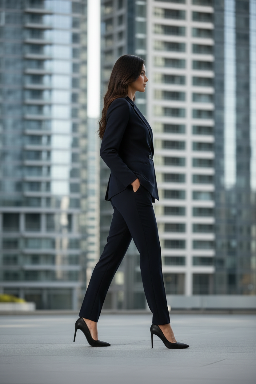 The double breasted navy pantsuit-2
