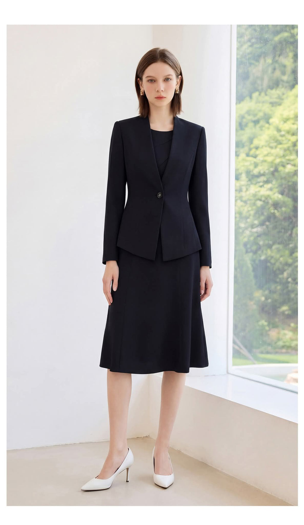 The Fit-and-Flare Dress Suit - Navy-1