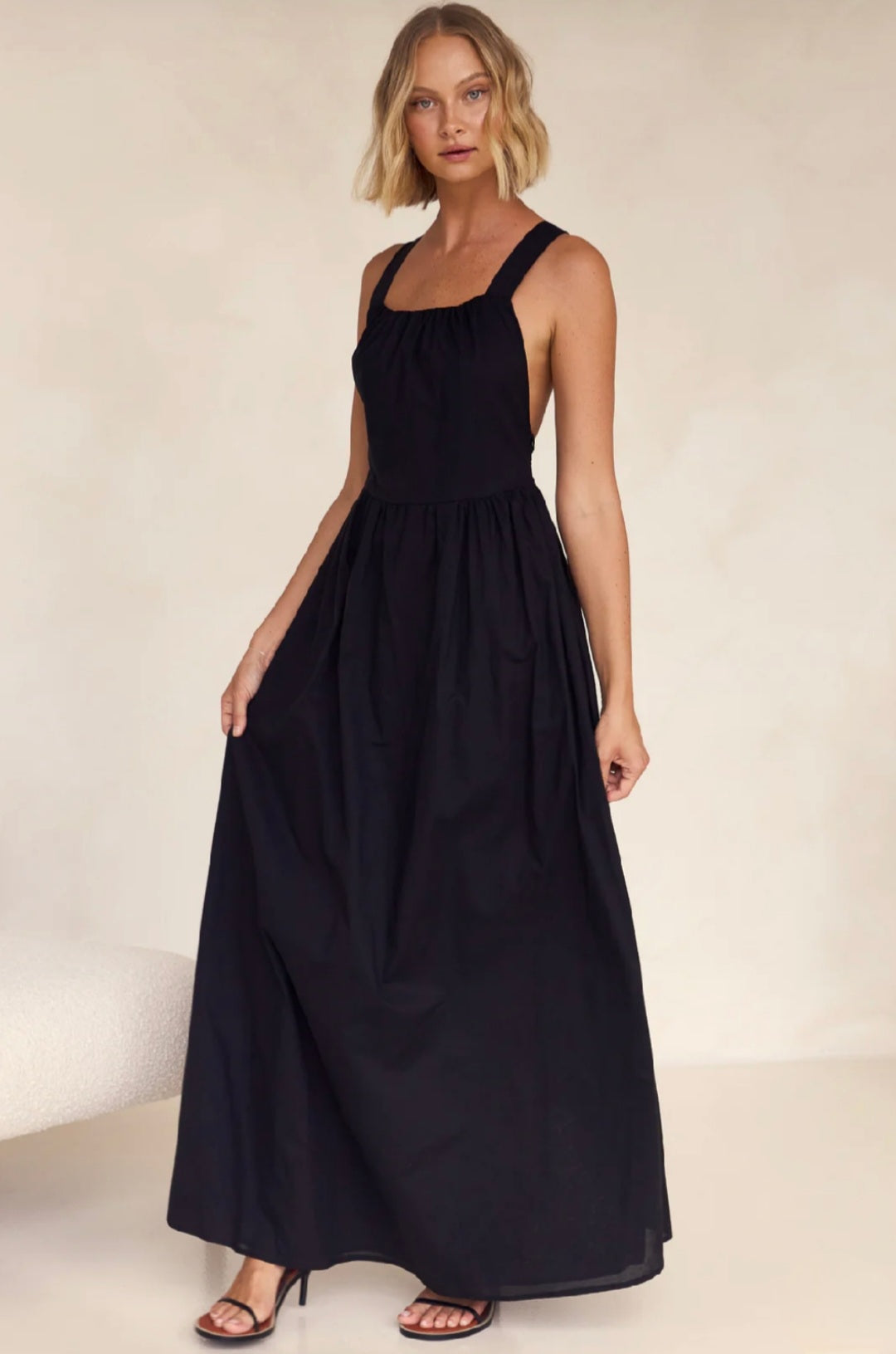 Black Poplin Cotton Dress-0