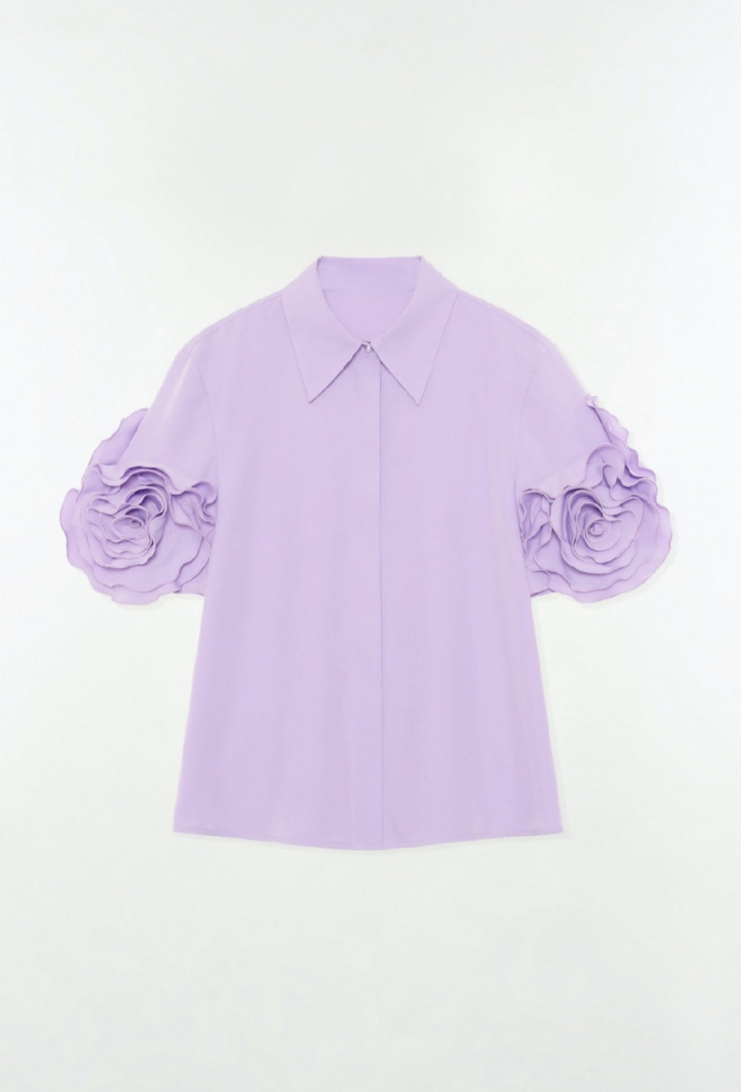 Floral Applique Shirt with Short Sleeves-2